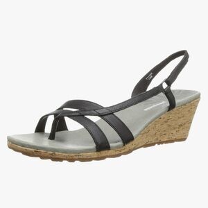 Patagonia Women’s Solimar Sling Black Leather Strappy Cork Wedge Sandals Size 9M